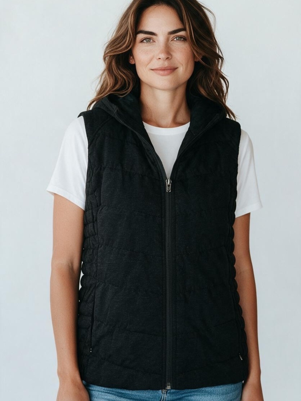 blanc noir Black Quilted Hooded Puffer Vest